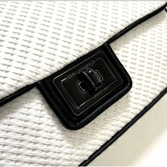Karl Lagerfeld Purse Paris Agyness Chic Shoulder Bag Purse White Black NWT $650 - Picture 5 of 9